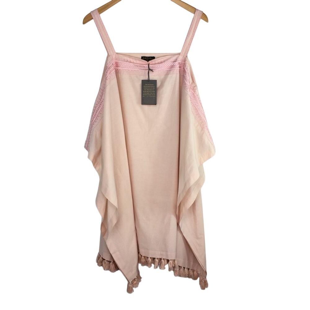 A Peace Treaty Pink Cotton Silk Swim Cover Up Dress Embroidered Tent M/L $285 - Picture 2 of 10
